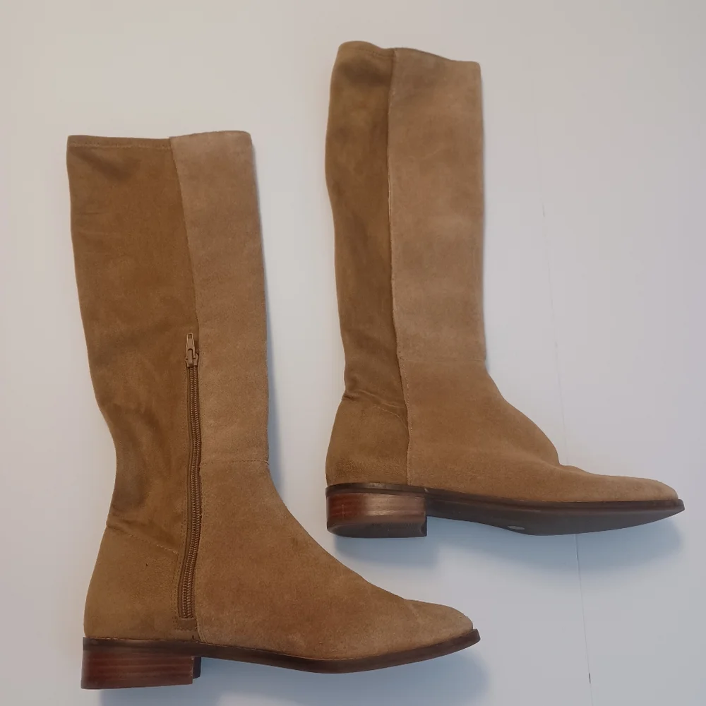 Sole Society Idetta Tall Leather Boots Tan Sz 8